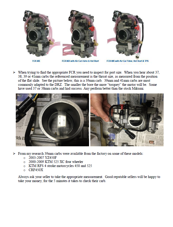 Keihin FCR Adapter / Spigot for DRZ 400, DRZ-400 SuperMoto (APP